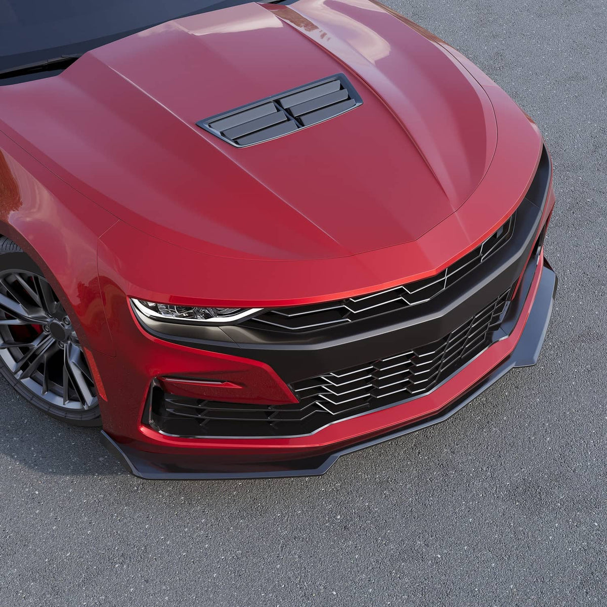 Solid Spare Fits 2016-2024 Chevy Camaro SS V8 Gloss Black Front Bumper Lip Low Spoiler