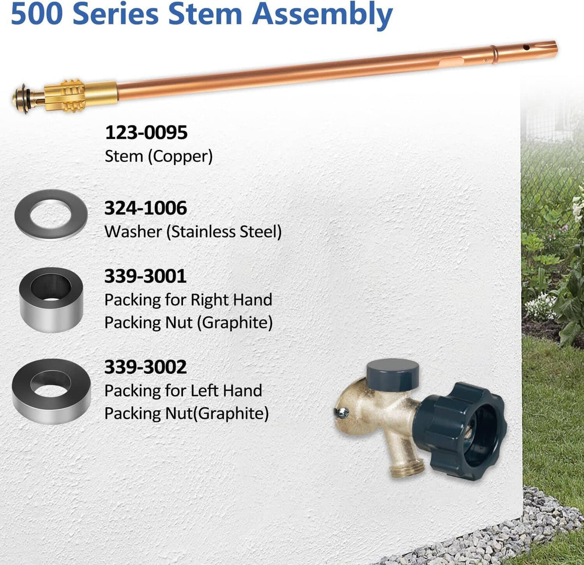 Solid Spare 123-0095 Stem Assembly 16" For Pier 500 Series Mansfield Style 12" Sillcock ASFP