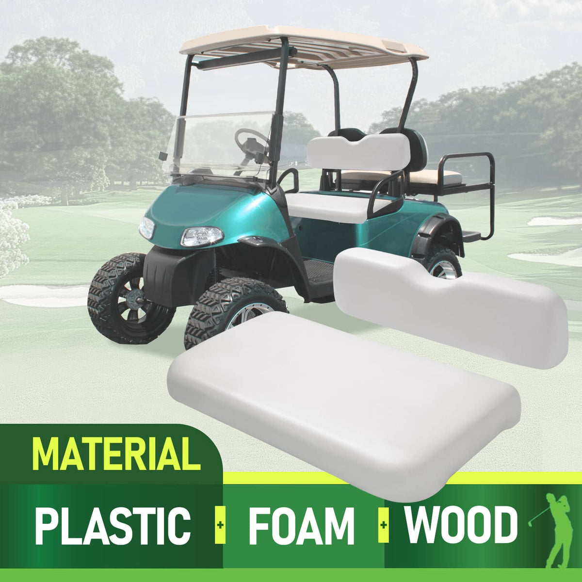 Solidspare White Golf Cart Front Seat Bottom Cushion Backrest For EZGO RXV 2008-Up Models