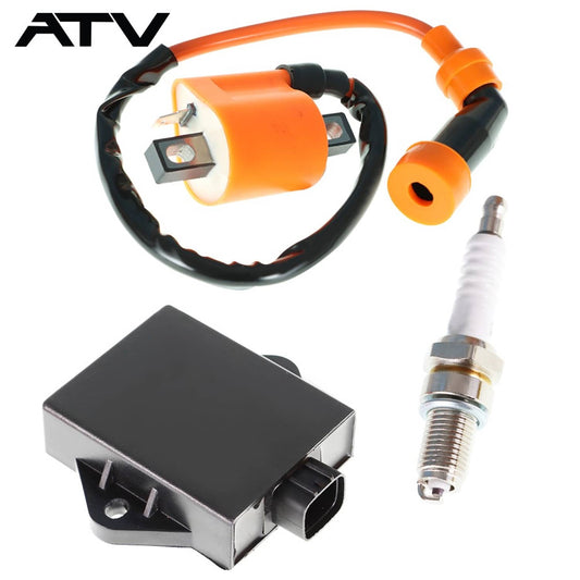 Solidspare Ignition Coil Spark Plug and CDI Box For ATV Arctic Cat 300 2x4 4X4 1998-2005