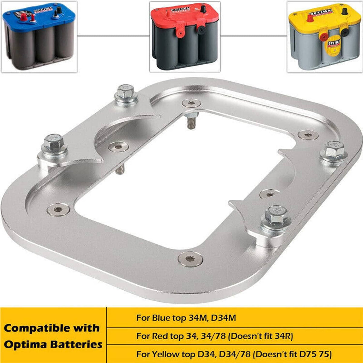 Solidspare Billet Aluminum Battery Relocation Tray Hold Down Mount For Optima Battery 34/78