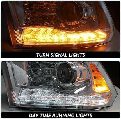 Solidspare For 2009-2018 Dodge Ram 1500 2500 3500 Pickup w/LED Projector Chrome Headlights
