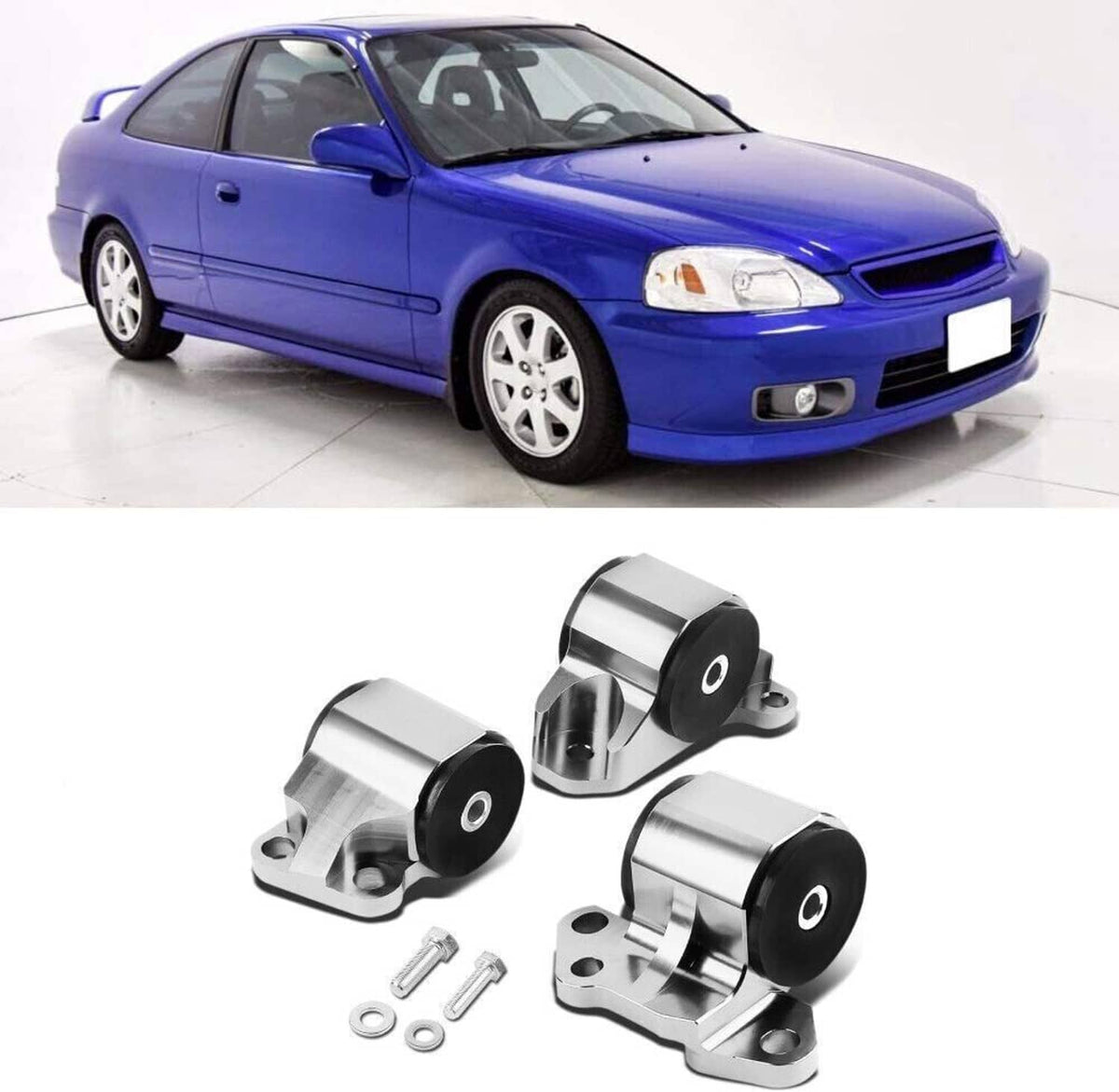 Solidspare 2-Bolt Engine Motor Mount Swap Kit for Acura Integra Honda Civic B & D Series EG