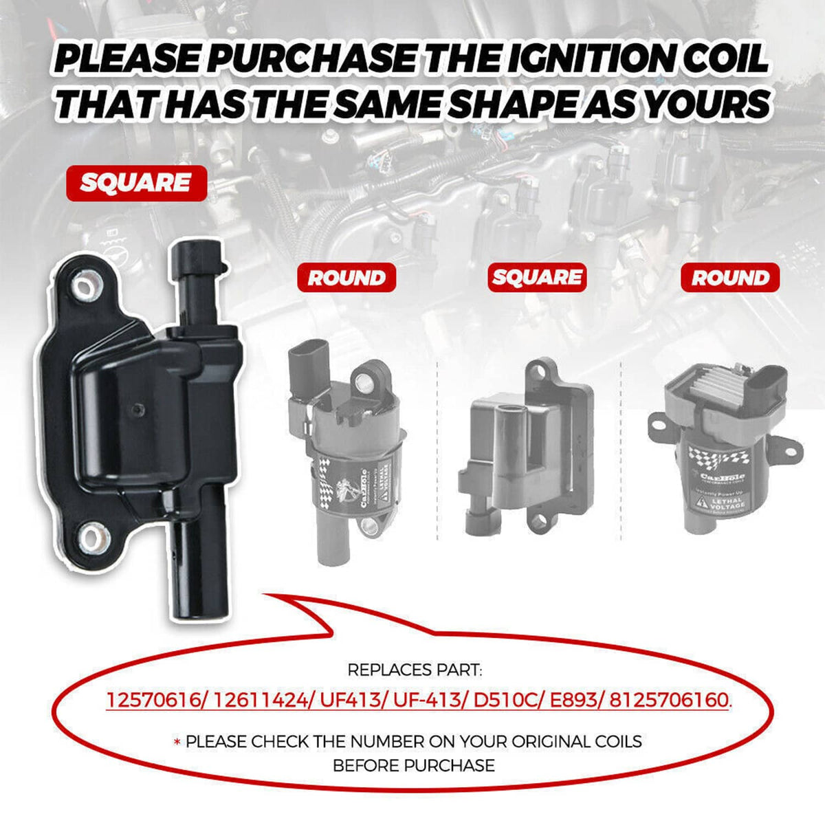 Solidspare 8 Pack UF413 Ignition Coils & 41-962 Spark Plugs w/ Spark Plug Wires For Chevy