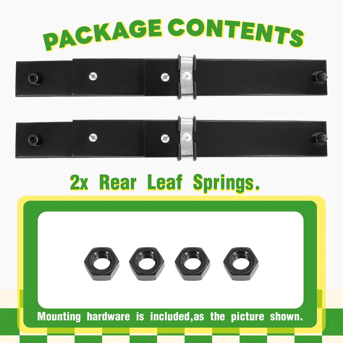Solidspare For EZGO Marathon 1989-1994 Golf Cart Heavy Duty Front 3-Leaf Spring Set