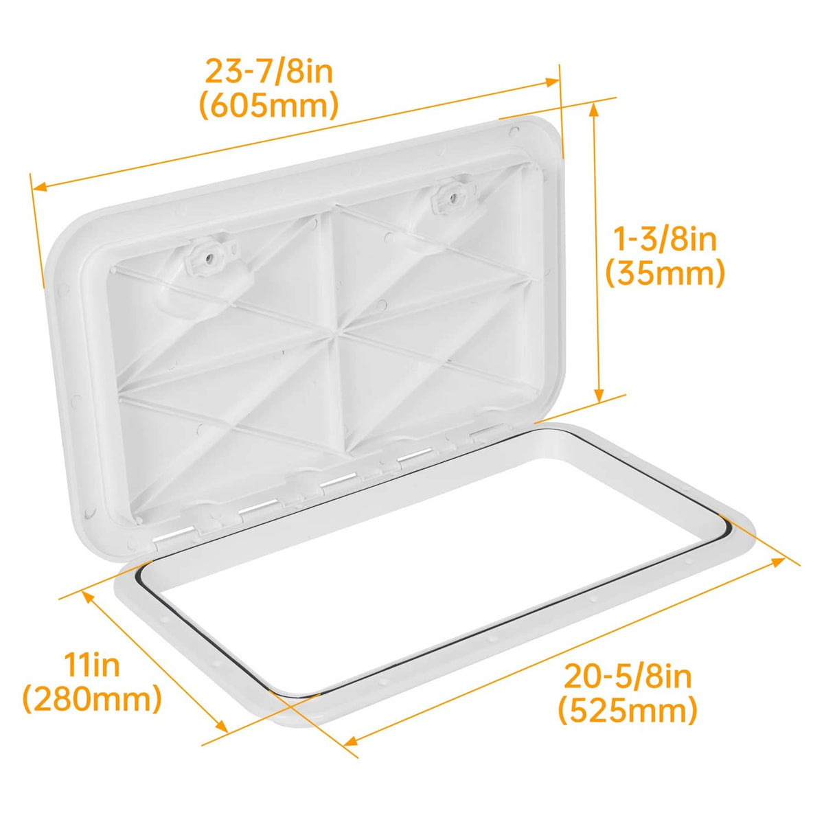 Solidspare 2X MARINE BOAT Deck Access HATCH & LID 24" X 14" RV Storage ( White, ABS )