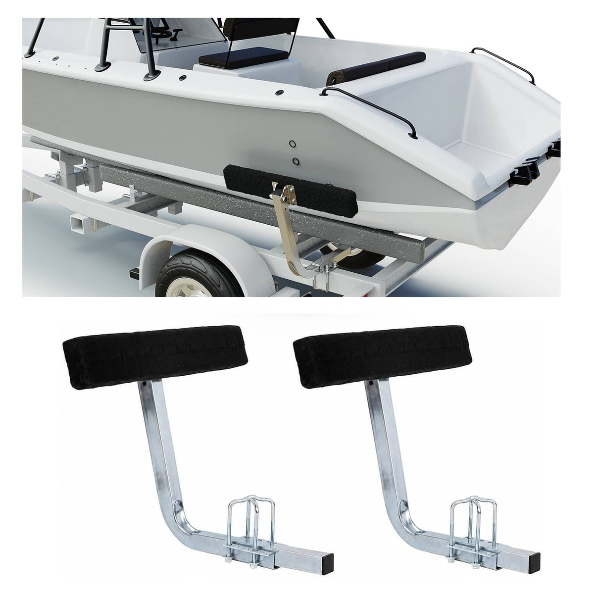 Solidspare 2 Side Boat Trailer Bunk Board Guide-On 75 degree 24" Carpeted Guides w/Hardware
