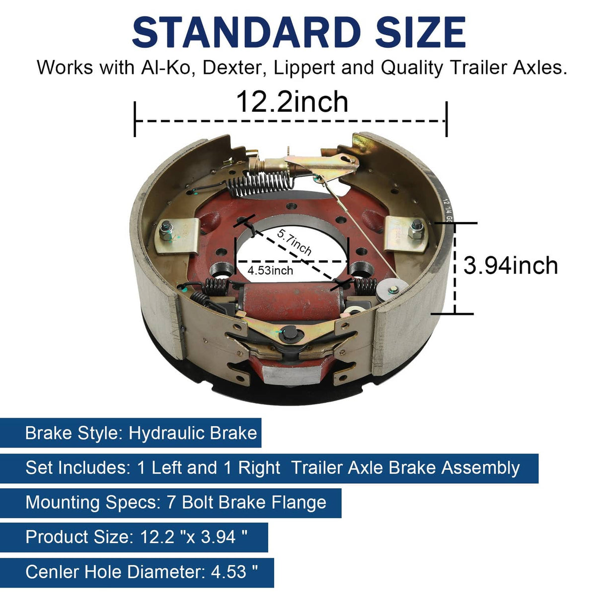 Solidspare Four 12.25" x 3-3/8" Hydraulic Brake For Dexter 10K Trailer Axle 23-411 23-410