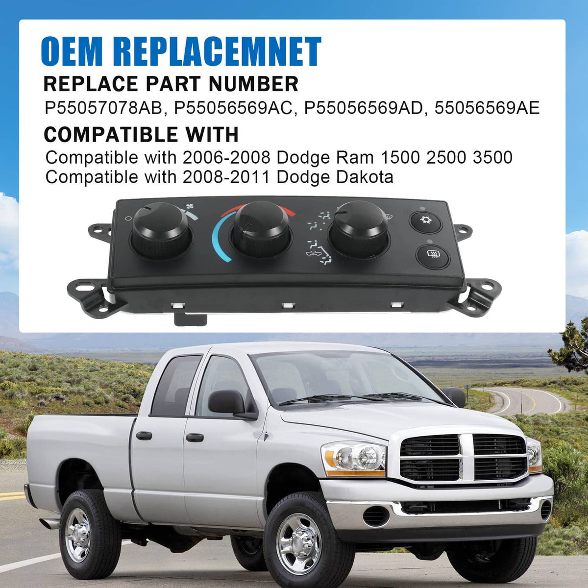 Solidspare A/C Heater Climate Control Module for 2006-2008 Dodge RAM 1500 2500 Dakota 08-11