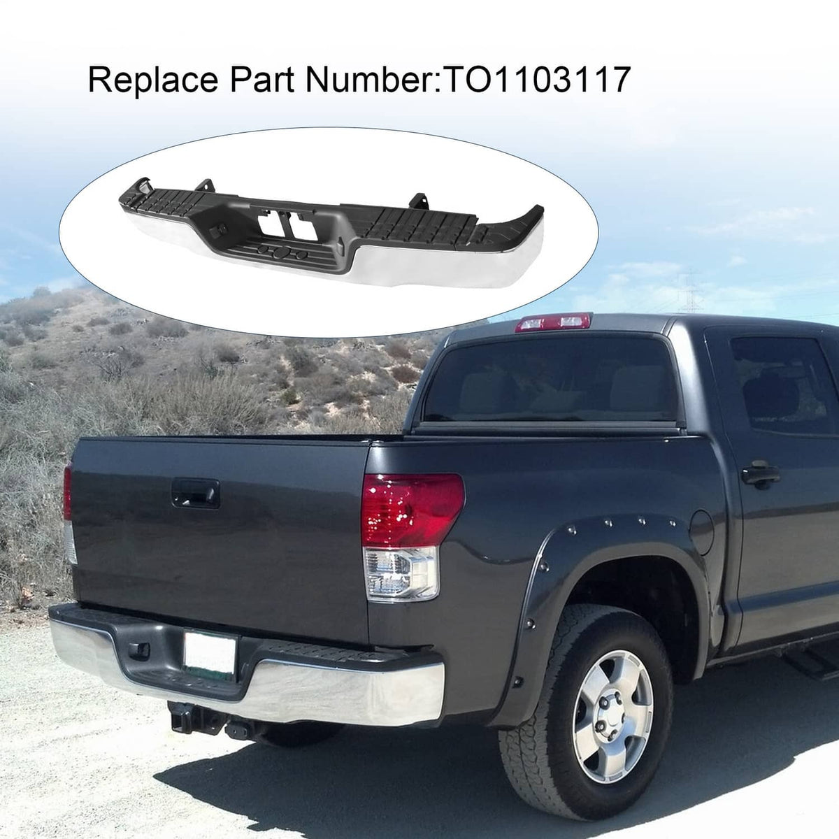 Solidspare TO1103117 Chrome Rear Step Bumper Assembly W/o Hole For 2007-2013 Toyota Tundra