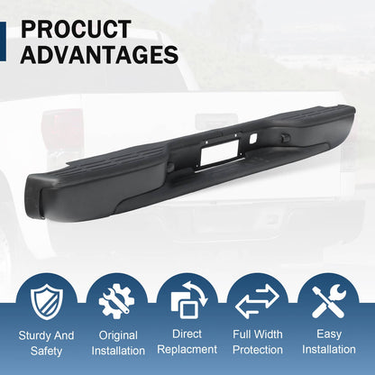 Solidspare Black Rear Step Bumper For 1999-2007 Chevy Silverado GMC Sierra 1500 2500