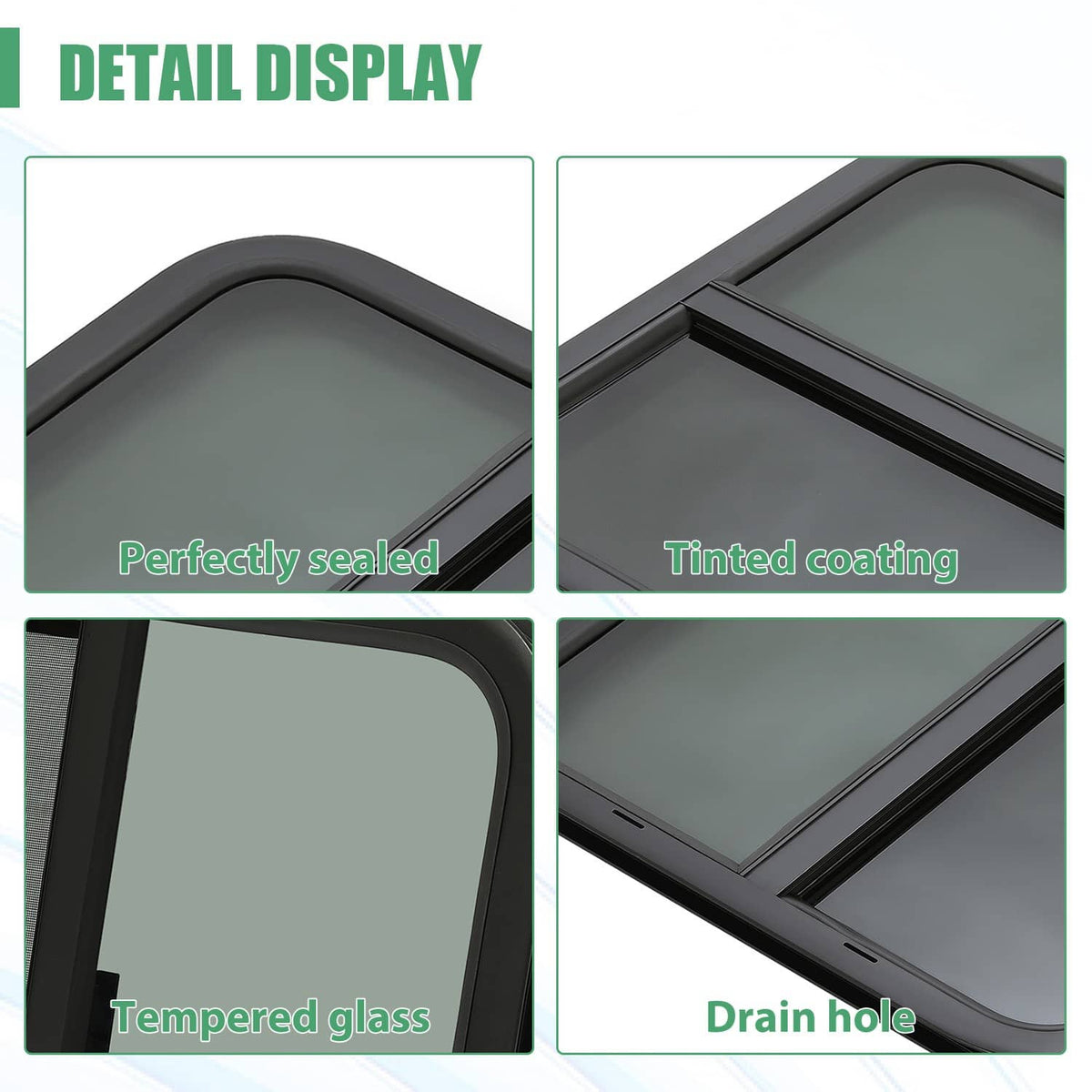 Solidspare Tinted Glass For Camper Trailer Horizontal Sliding Window RV Window 24" x 22"