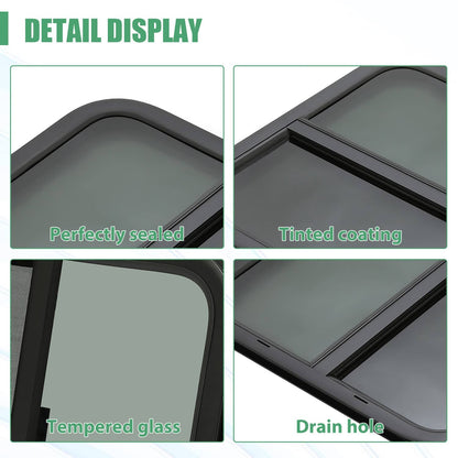 Solidspare Tinted Glass For Camper Trailer Horizontal Sliding Window RV Window 24" x 22"
