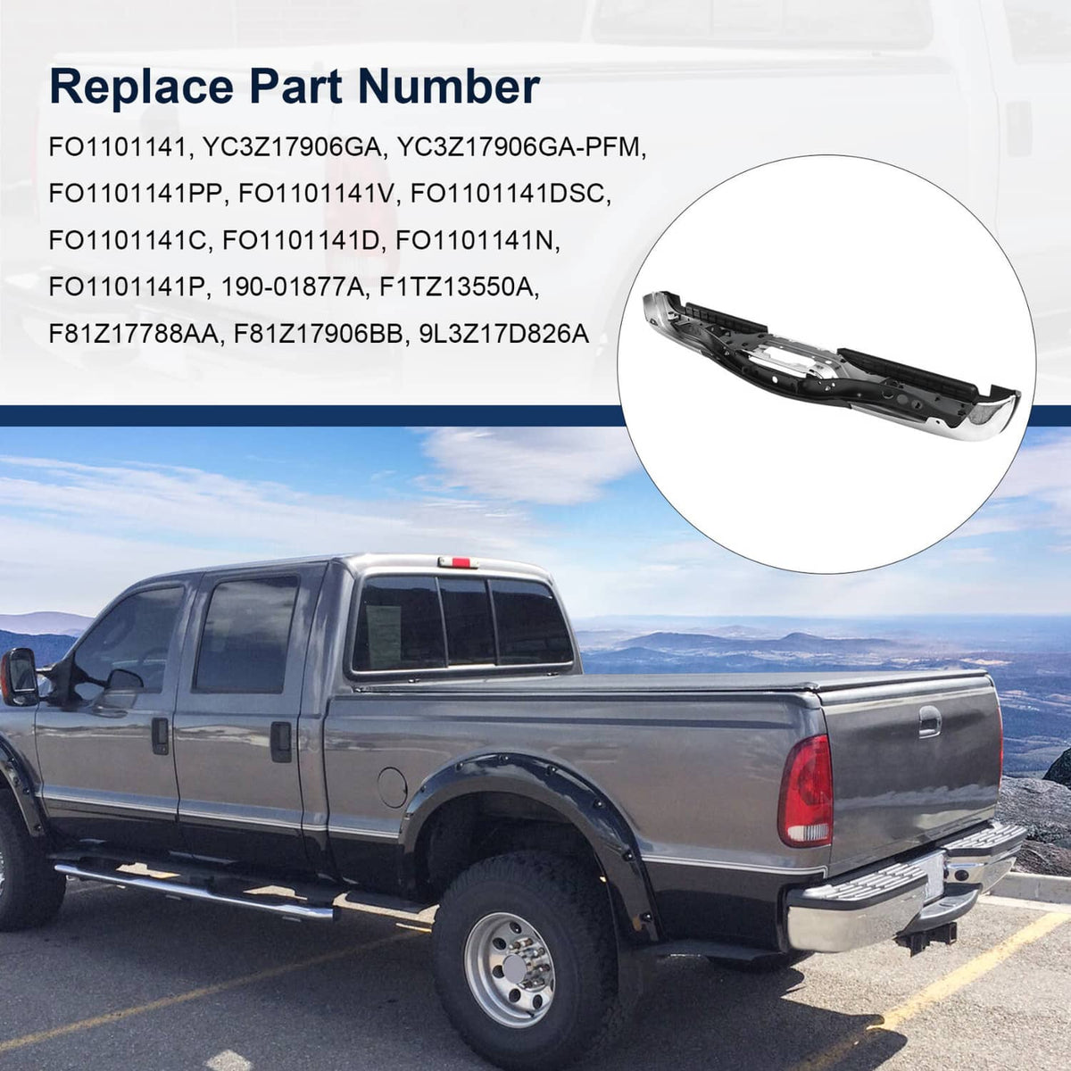 Solidspare Chrome Rear Step Bumper for 1999-2007 Ford F250 F350 Super Duty  W/O Sensor Hole