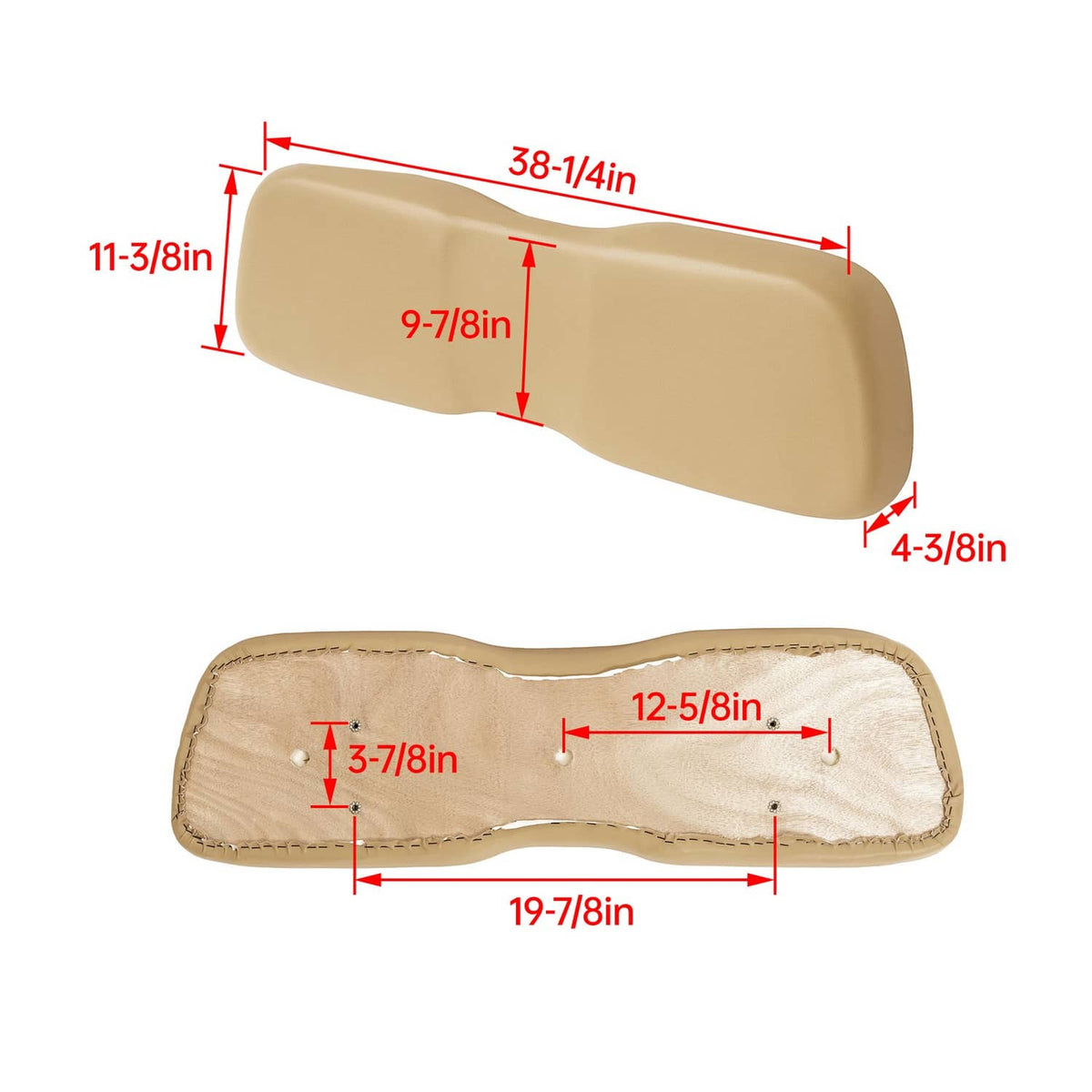 Solidspare For Club Car DS Golf Cart 2000.5-up Tan Front Seat Back Backrest Cushion