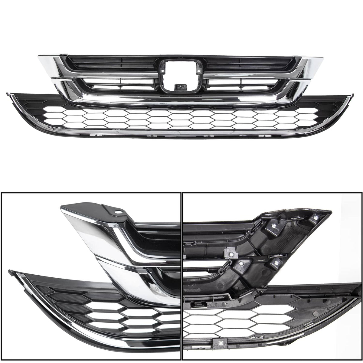 Solid Spare FOR HONDA CRV CR-V 2010 2011 FRONT BUMPER UPPER & LOWER GRILL GRILLE ABS CHROME
