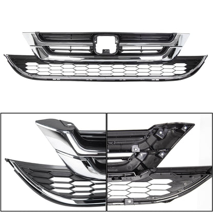 Solid Spare FOR HONDA CRV CR-V 2010 2011 FRONT BUMPER UPPER & LOWER GRILL GRILLE ABS CHROME