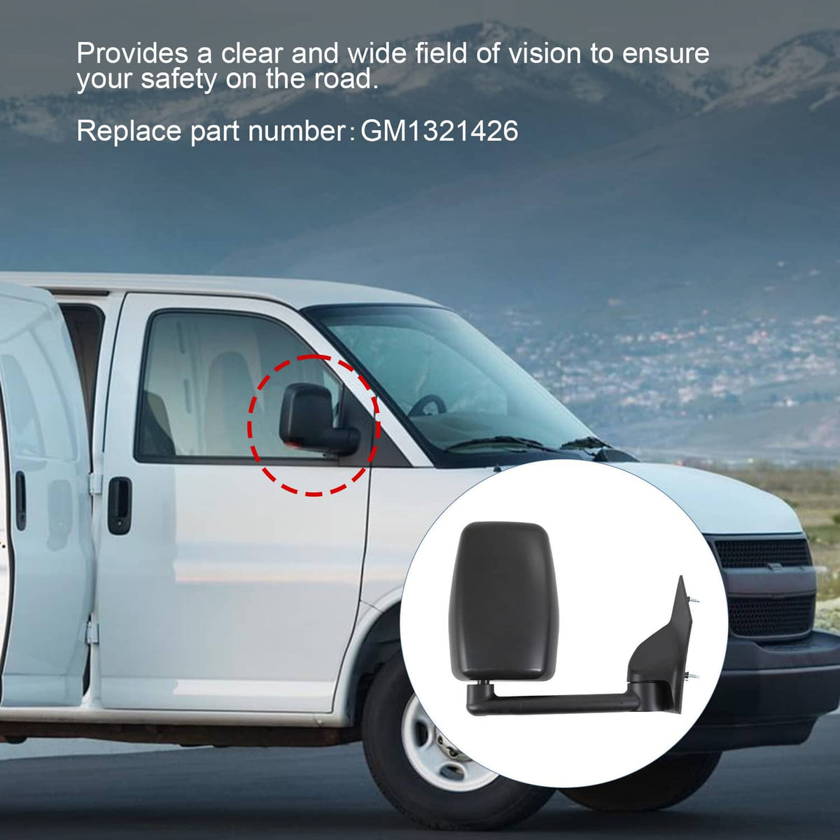 Solidspare LH + RH Pair Manual Tow Mirrors For 2003-2017 Chevy Express Savana Van Smooth
