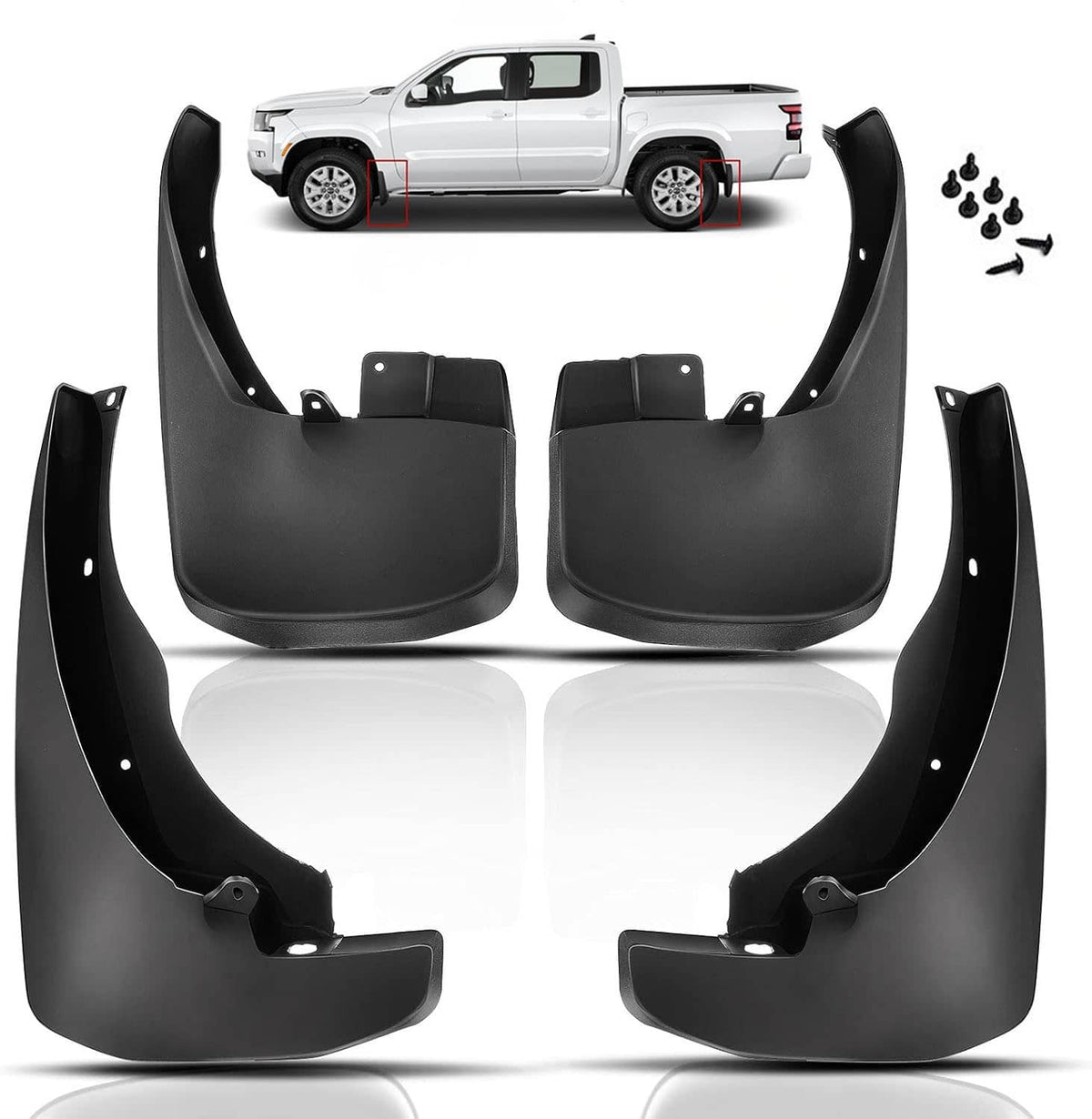 Solidspare 4x Mud Flaps Splash Guards Mudguards For 2005-2022 Nissan Frontier Pickup 4-door