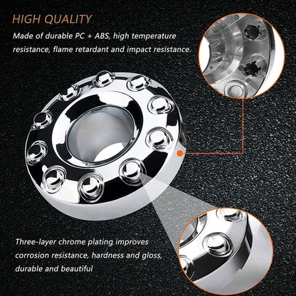 Solidspare 2Pcs Wheel Center Hub Caps Dually 10 Lug For 2005-2017 Ford F450 F550 Super Duty