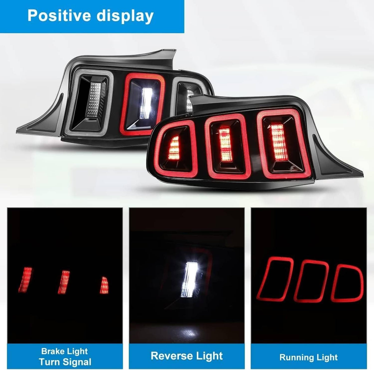 Solidspare Tail Lights Black Brake Lamps For 2010-2014 Ford Mustang Full LED w/ Sequential