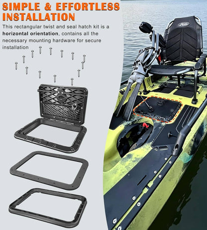 Solid Spare 71707003 Rectangular Twist and Seal Hatch Kit for Hobie Pro Angler Kayaks 2013+