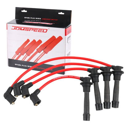 Solidspare JDMSPEED Red Ignition Spark Plug Wires Set FOR Mazda Miata 1990-2000 1.6L 1.8L