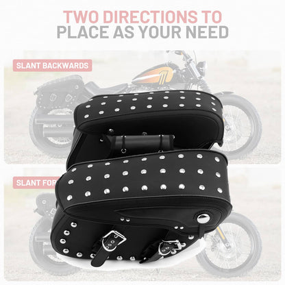Solidspare Motorcycle Side Saddle Bags Black For Harley Fatboy Heritage Softail Classic USA