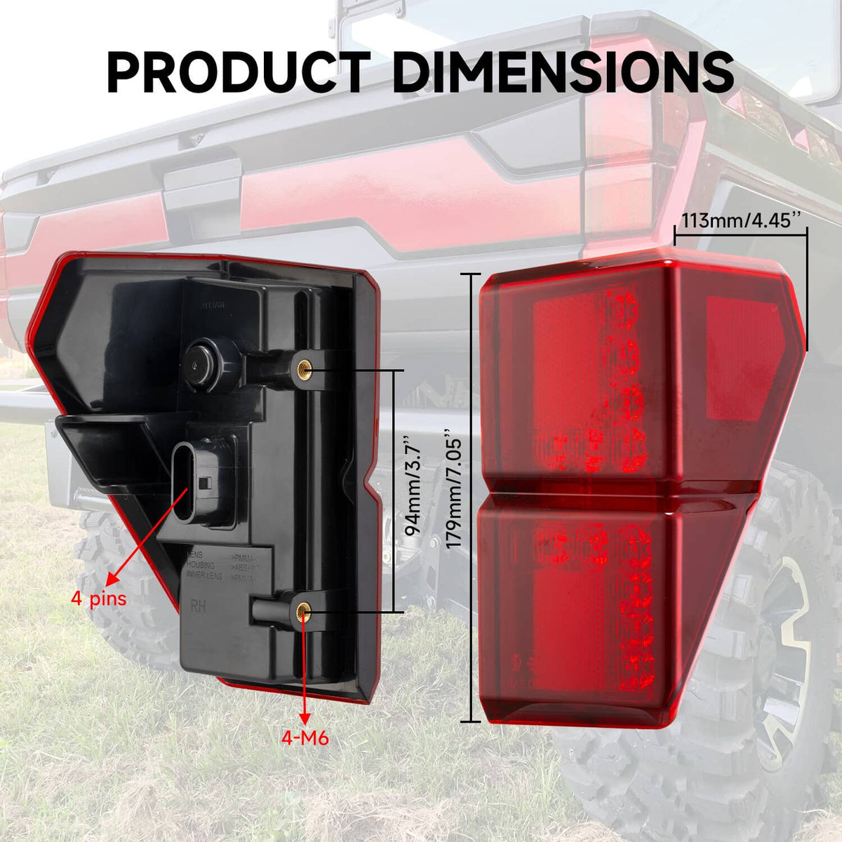 Solidspare UTV Left and Right Rear Tail Light for Polaris Ranger 1000 / Crew 2020-2025 New