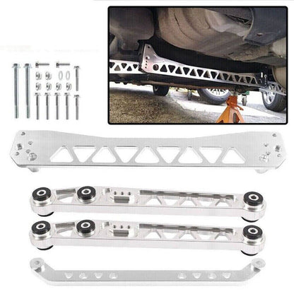 Solidspare Rear Lower Control Arms Subframe Brace Tie Bar for Honda Civic EK 96-00 Silver