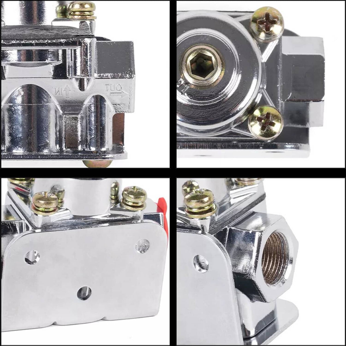 Solidspare Fuel Pressure Regulator Carburetor Chrome Fit Holley 12-803 2 Port 4 1/2 to9 PSI