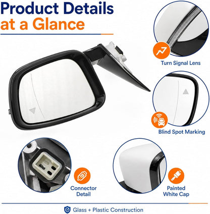 Solidspare New Passenger Side Mirror w/Blind Spot White For 2019-2023 BMW 320i 330i 330e