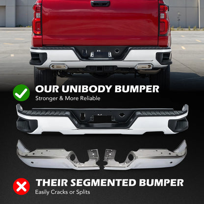 For 2019 2020-2024 Chevy Silverado GMC Sierra 1500 Rear Bumper Assembly Chrome