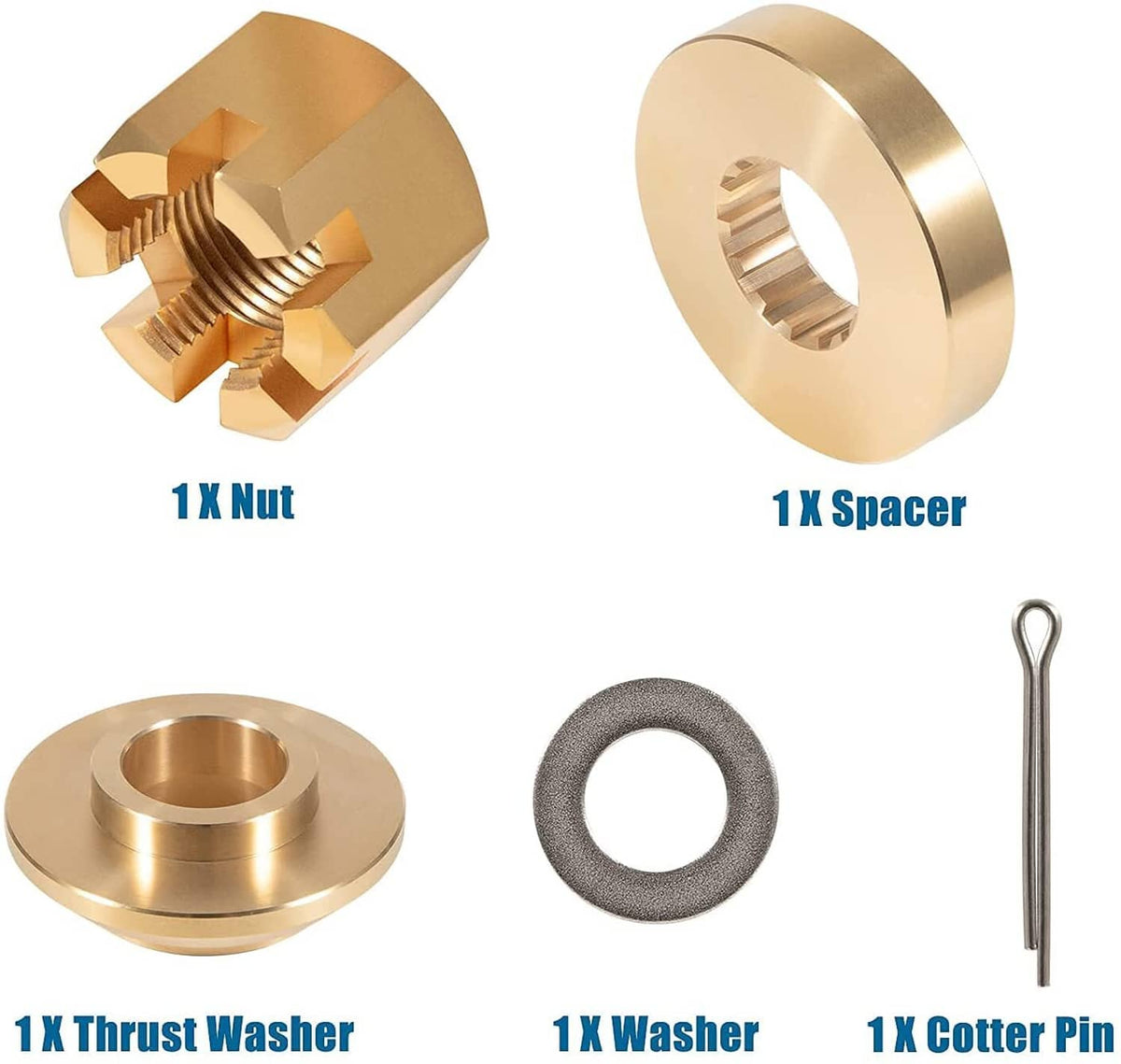Solid Spare 150-300HP Propeller Hardware Kit Thrust Washer/Spacer/Nut for Yamaha Outboard