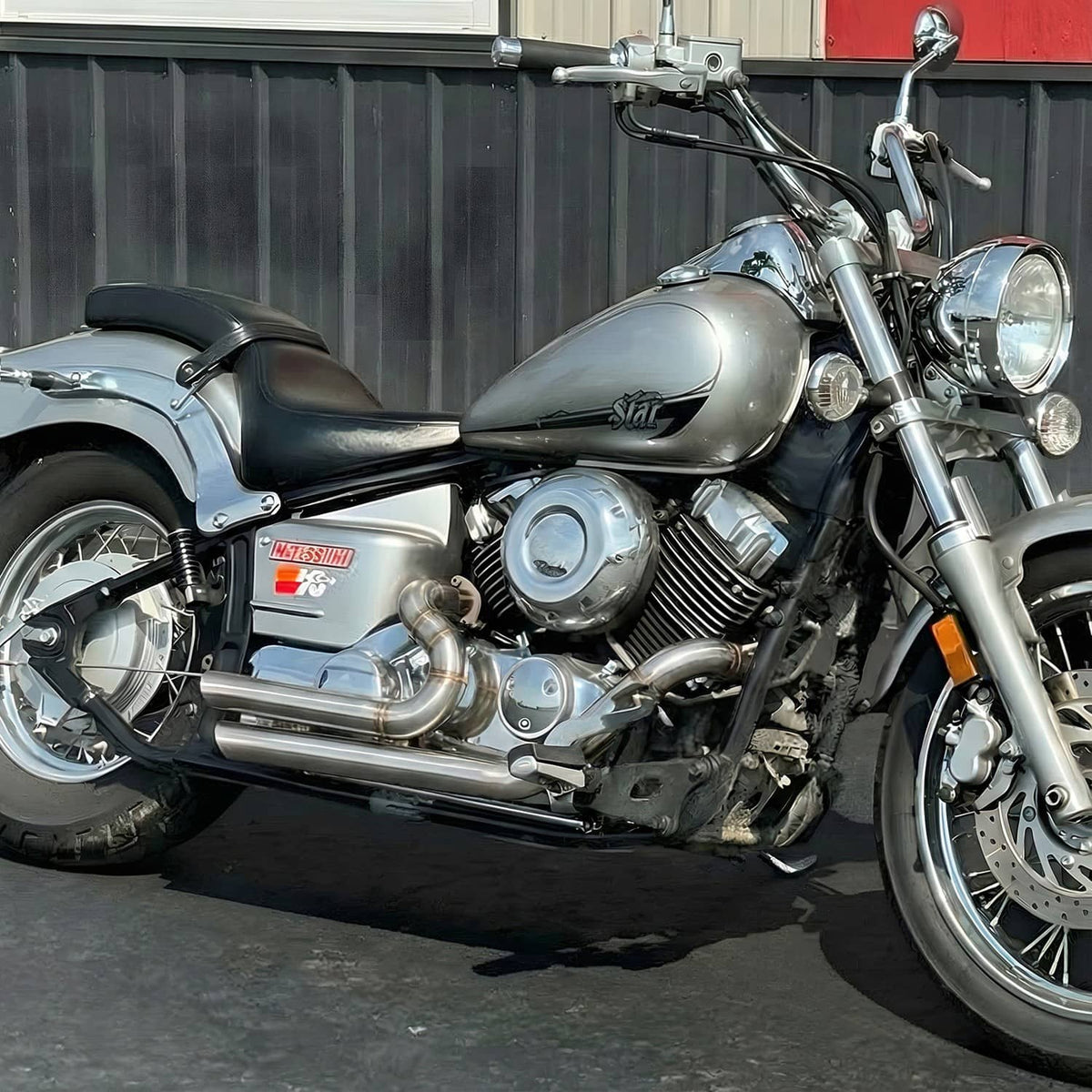 Solidspare Shortshots Staggered Exhaust Pipes Chrome For Yamaha V Star 650 XVS650 Dragstar