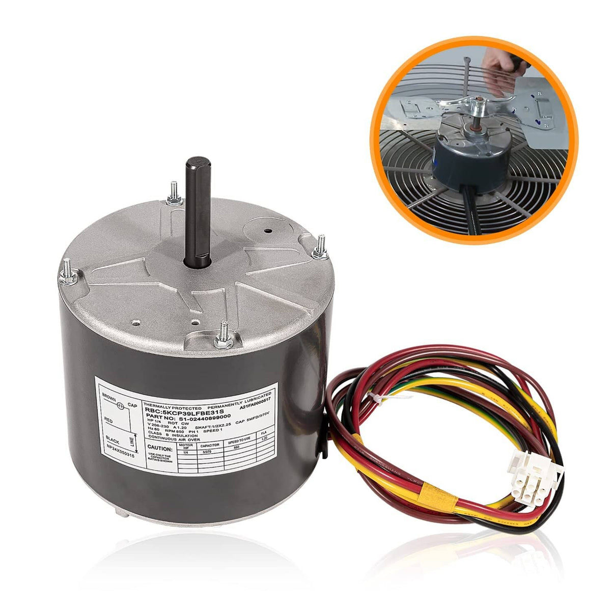 Solidspare F48AA68A50 Replaces A.O. Smith York Coleman Condenser Fan Motor 1/4 HP 208-230V