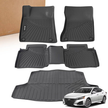 Solidspare TPE Floor Mats Liners & Trunk Cargo Liner 4Pcs/Set For Nissan Altima 2019-2025