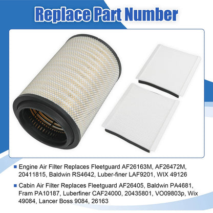Solidspare Engine & 2 Air Filters P606720 P606555 For Volvo VNL 780 760 860 670 VN 780 670