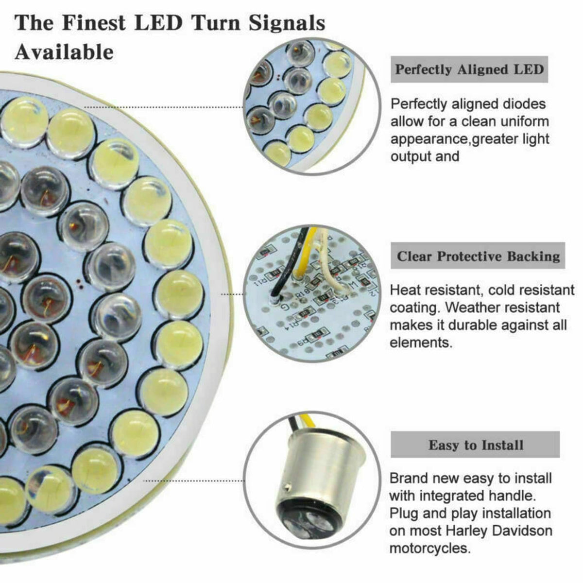 Solidspare Front 2" Led Turn Signal Light 1157 Bulb For Harley Touring Road Glide Limited