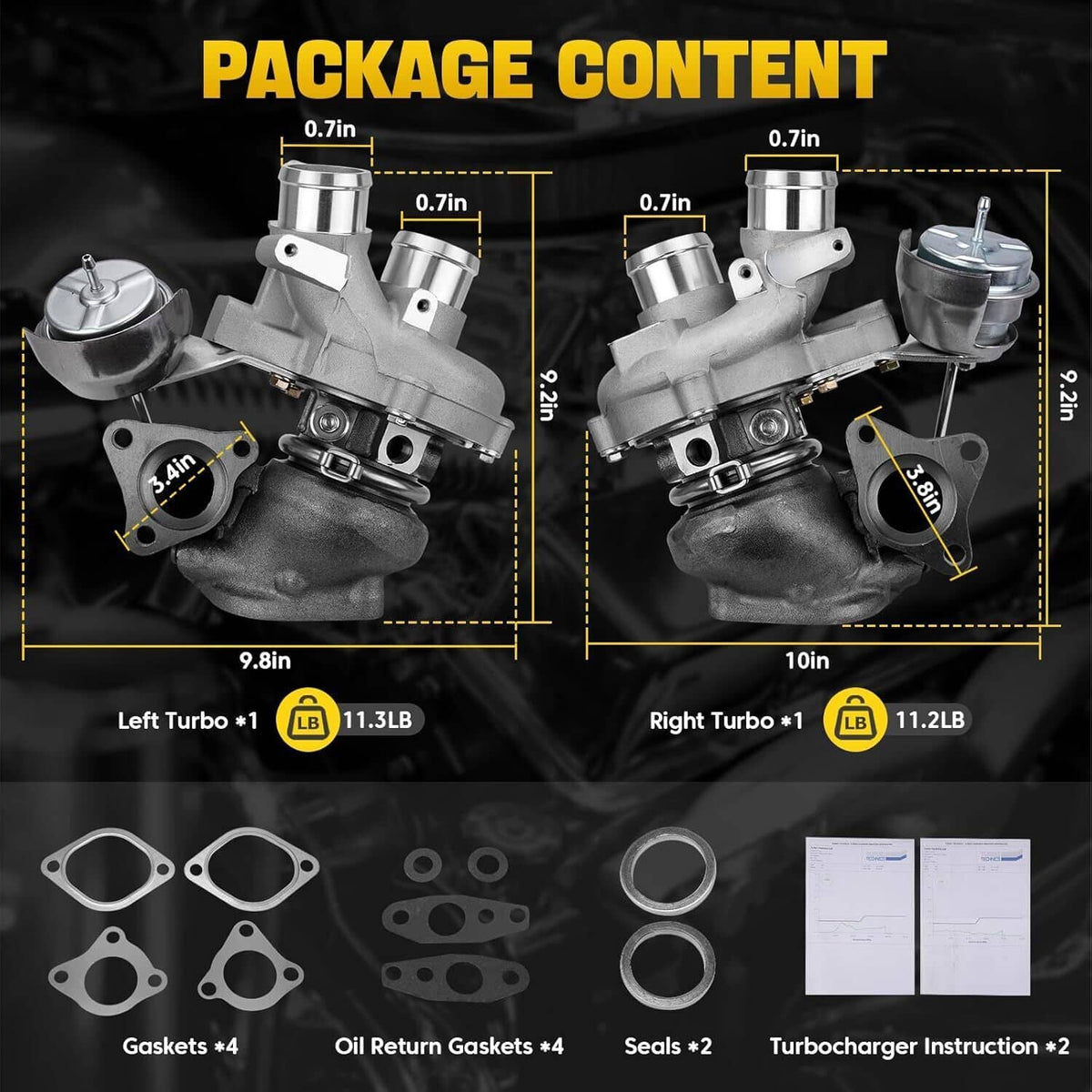 Solidspare Left +Right Turbo Kit For Ford F150 F-150 Pickup V6 3.5L 2013-2016 Turbocharger