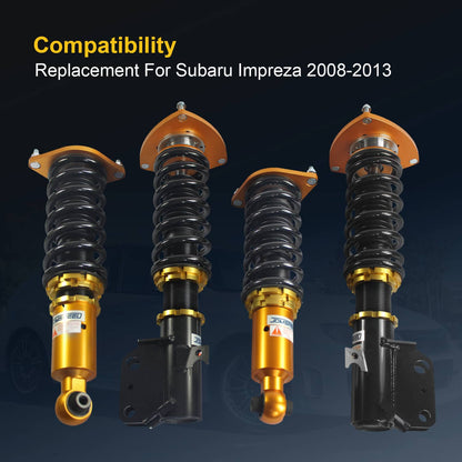 Solidspare Set 4 Full Coilover Struts Shock Suspension Kit For 2008-2013 Subaru Impreza
