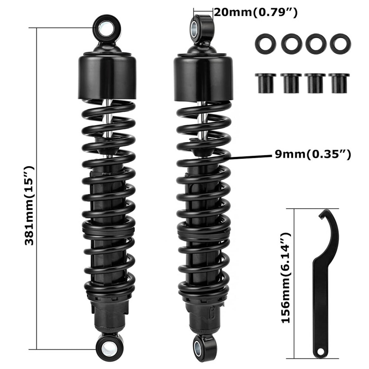 Solidspare Adjustable 15" Rear Shocks for Harley Sportster XL1200 883 48 72 Road King Glide