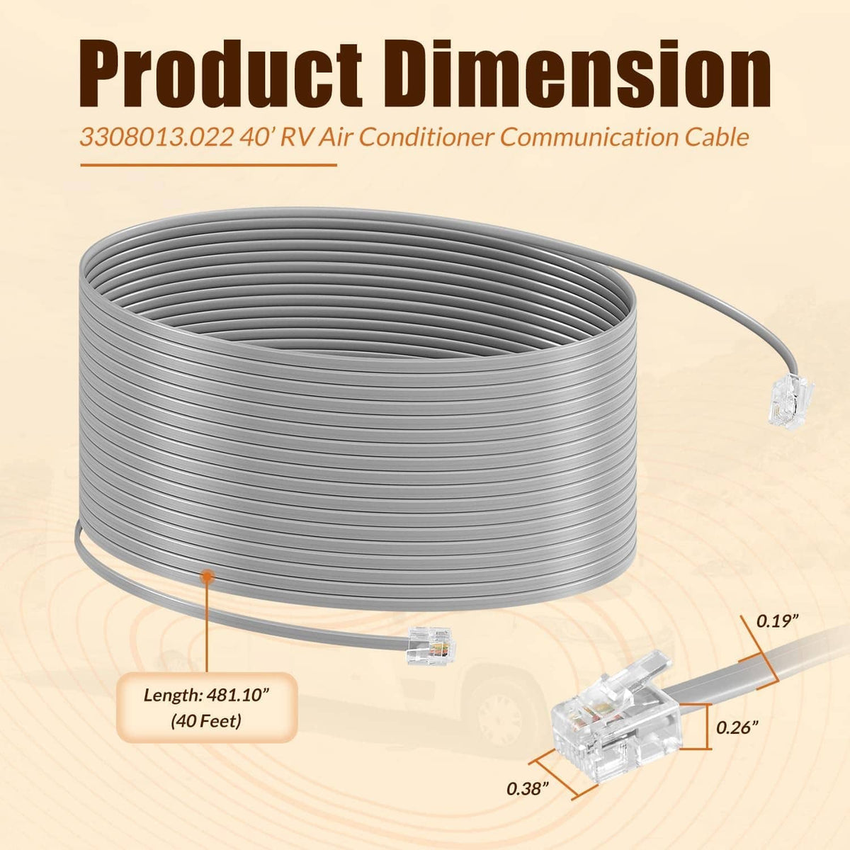 Solidspare 3308013.022 40’ RV Air Conditioner Communication Cable for Dometic Multi-Zone