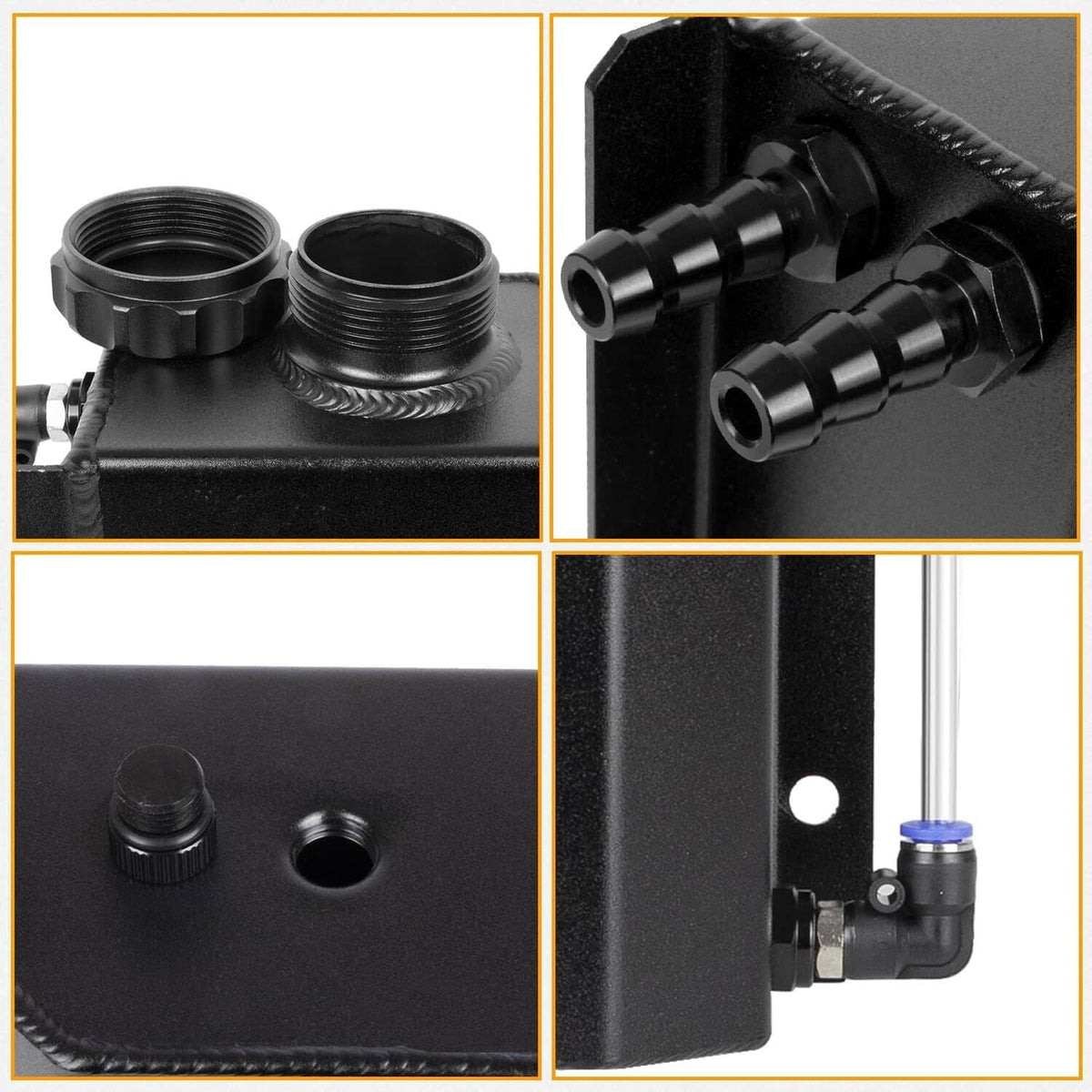 Solidspare Aluminum 2L Radiator Coolant Overflow Water Bottle Expansion Reservoir Tank +Cap