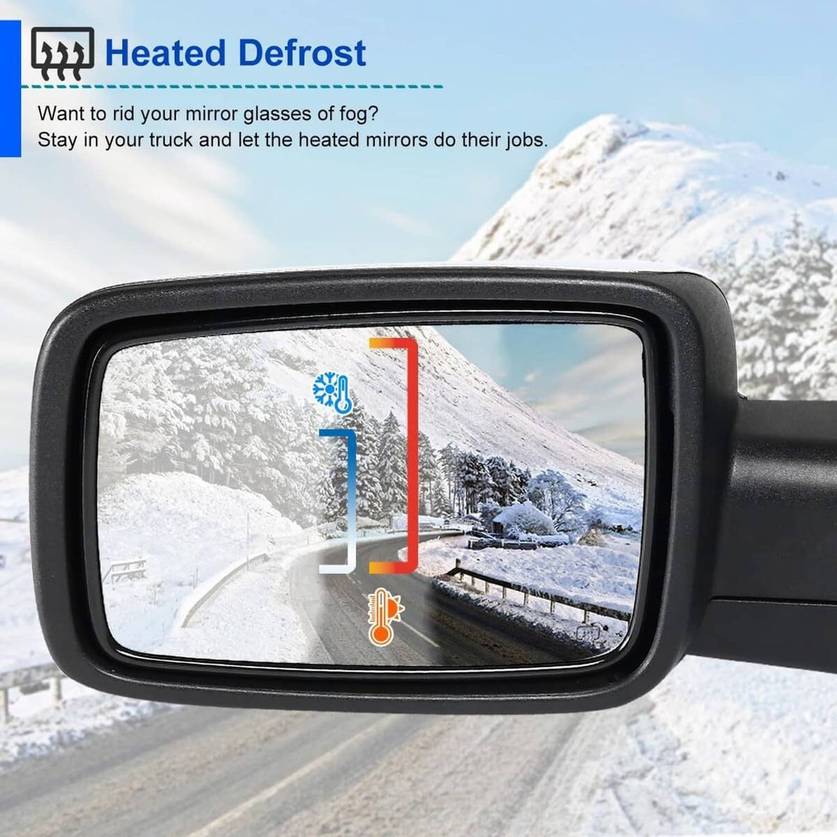 Solidspare Left Side Mirror For 2013-2019 Ram 1500 Chrome Power Fold+ Heated+Temper Sensor