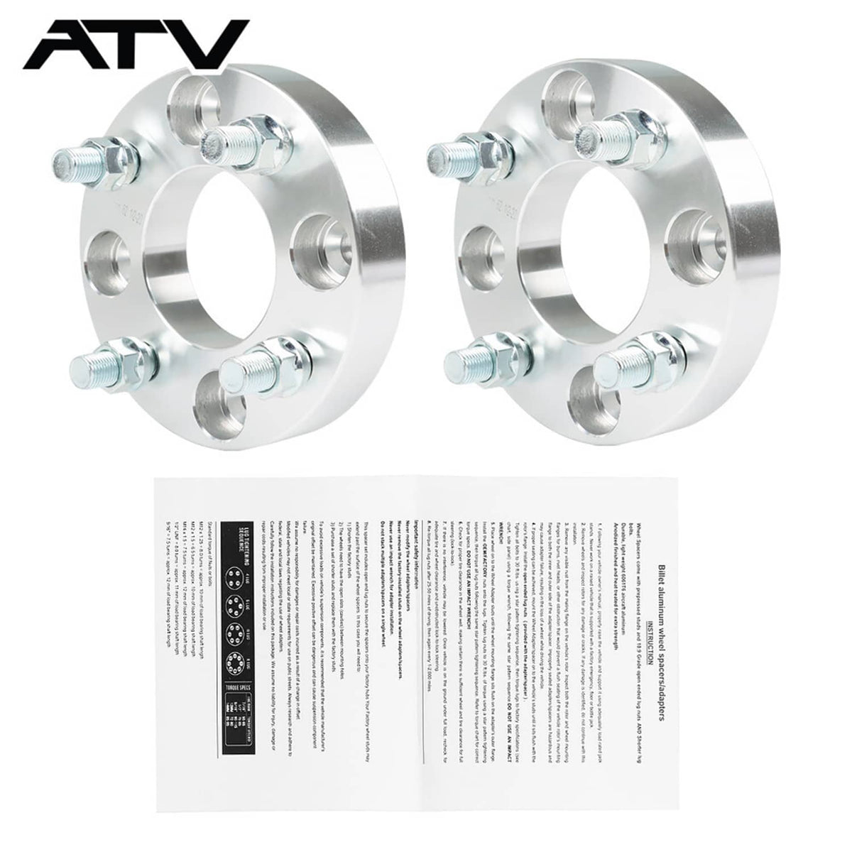 Solidspare 1" Wheel Spacers 4x4 4x101.6mm 1/2"x20 Studs For Golf Cart  GO Club Car ×2