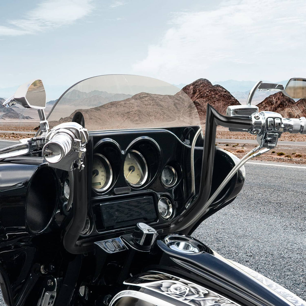 Solidspare 14" Rise Meathook Ape Hanger Handlebar For Harley Touring Electra Street Glide
