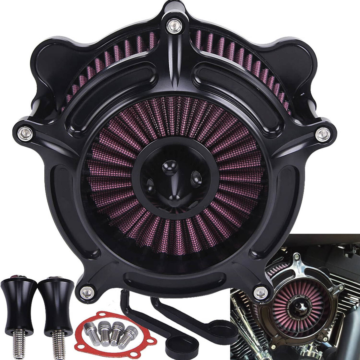 Solidspare For Harley Dyna FXD FXDL FXDWG FXDX 1993-2017 Air Cleaner Intake Filter Kit New