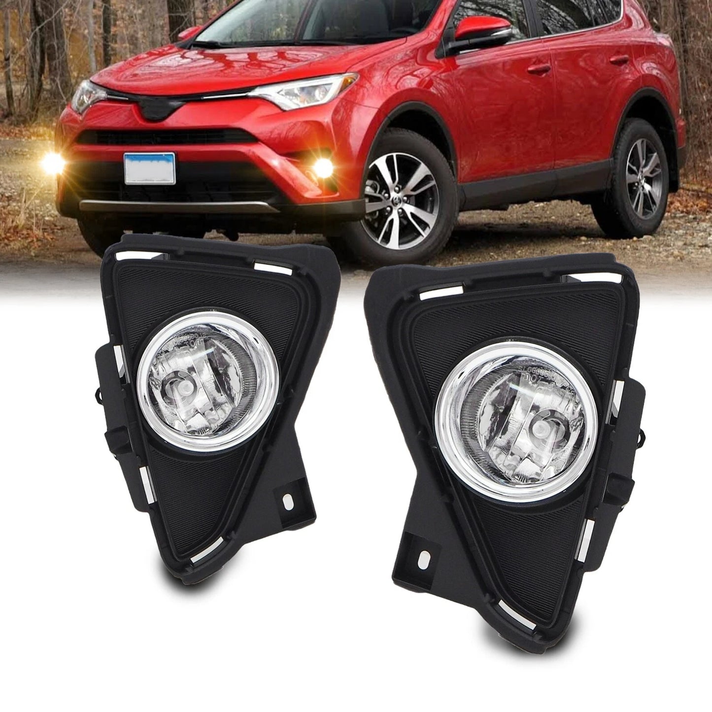 For 2016-2018 Toyota RAV4 Clear Bumper Fog Lights Driving Lamps 16-18 w/Wiring