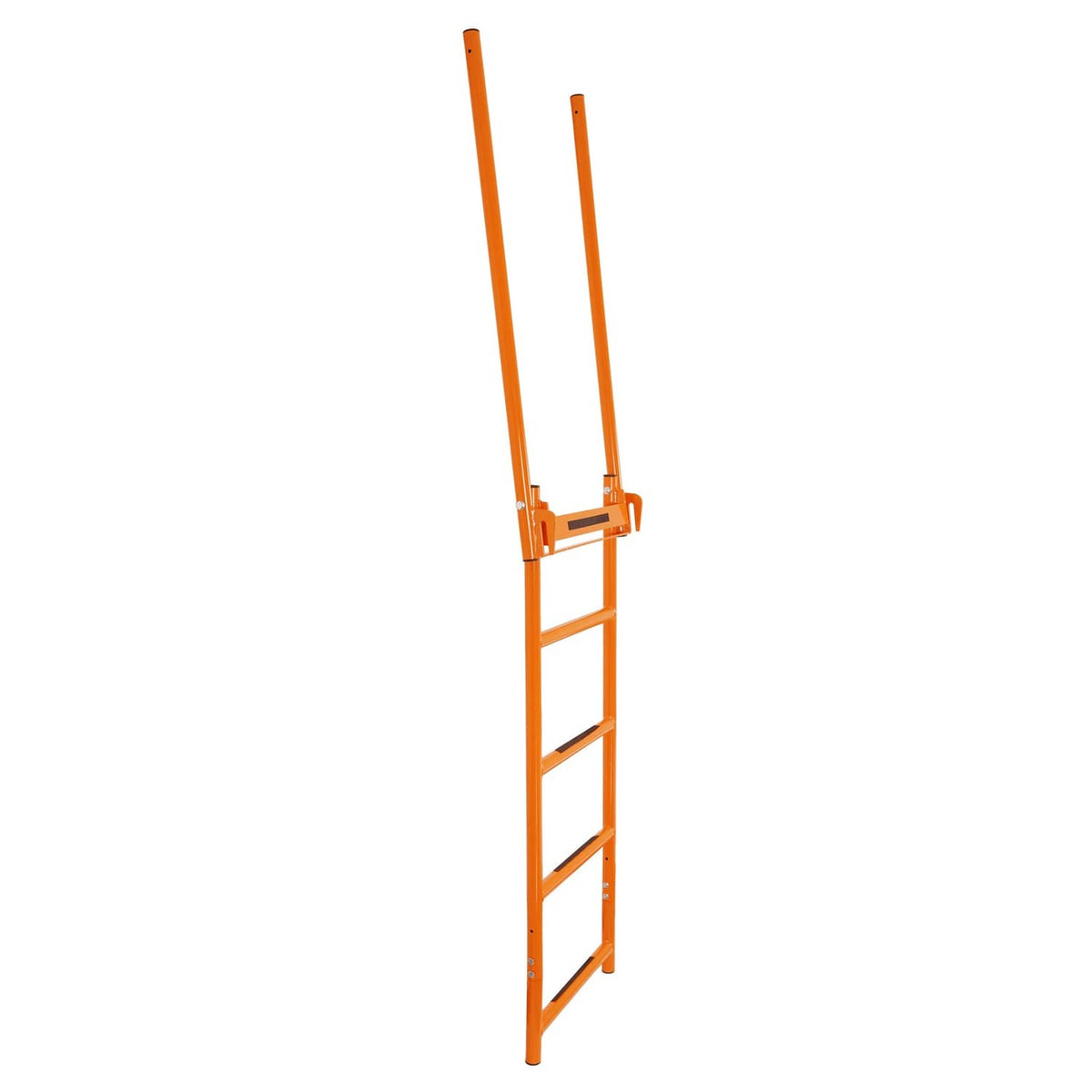 Solid Spare Flatbed Trailer Access Ladder Orange 5 Step For 48 Inch Rail Mount Powder Coated